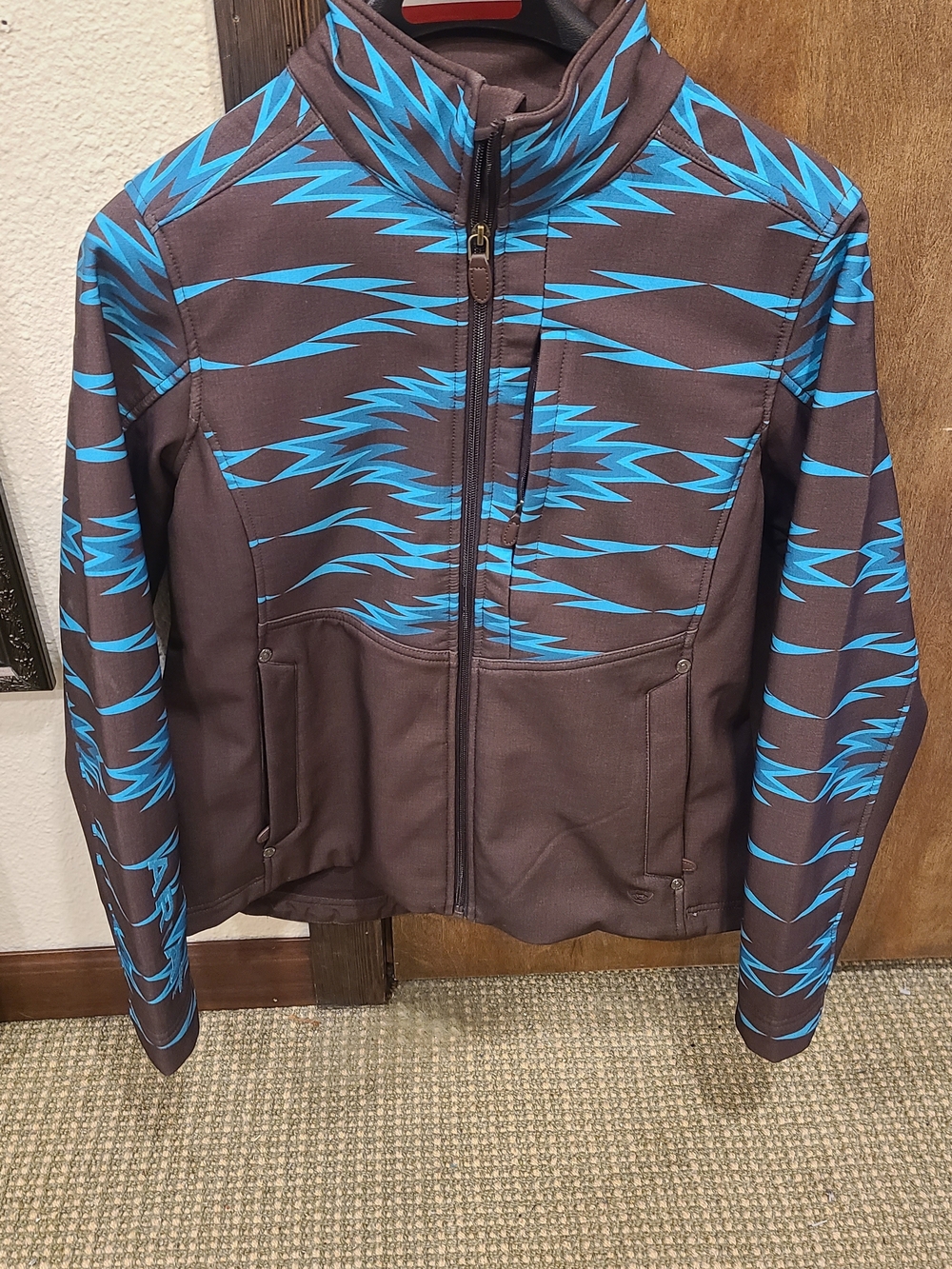 Ariat Brown Jacket with Blue Aztec Lightning Print